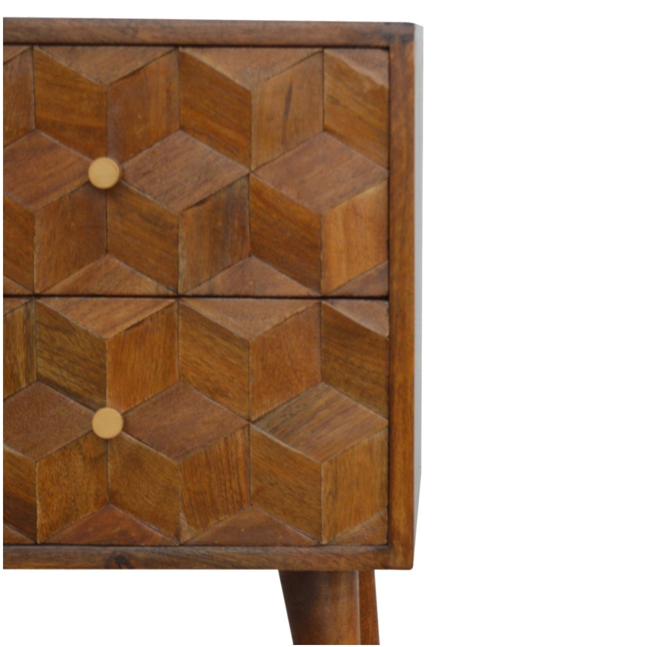 Elsie Chestnut Cube Carved Nightstand