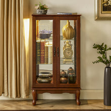 Florence Traditional Curio Cabinet with Cabriole Legs, Walnut