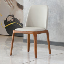 Perrin Modern PU Leather Dining Chairs with Solid Wood Legs, Light Gray