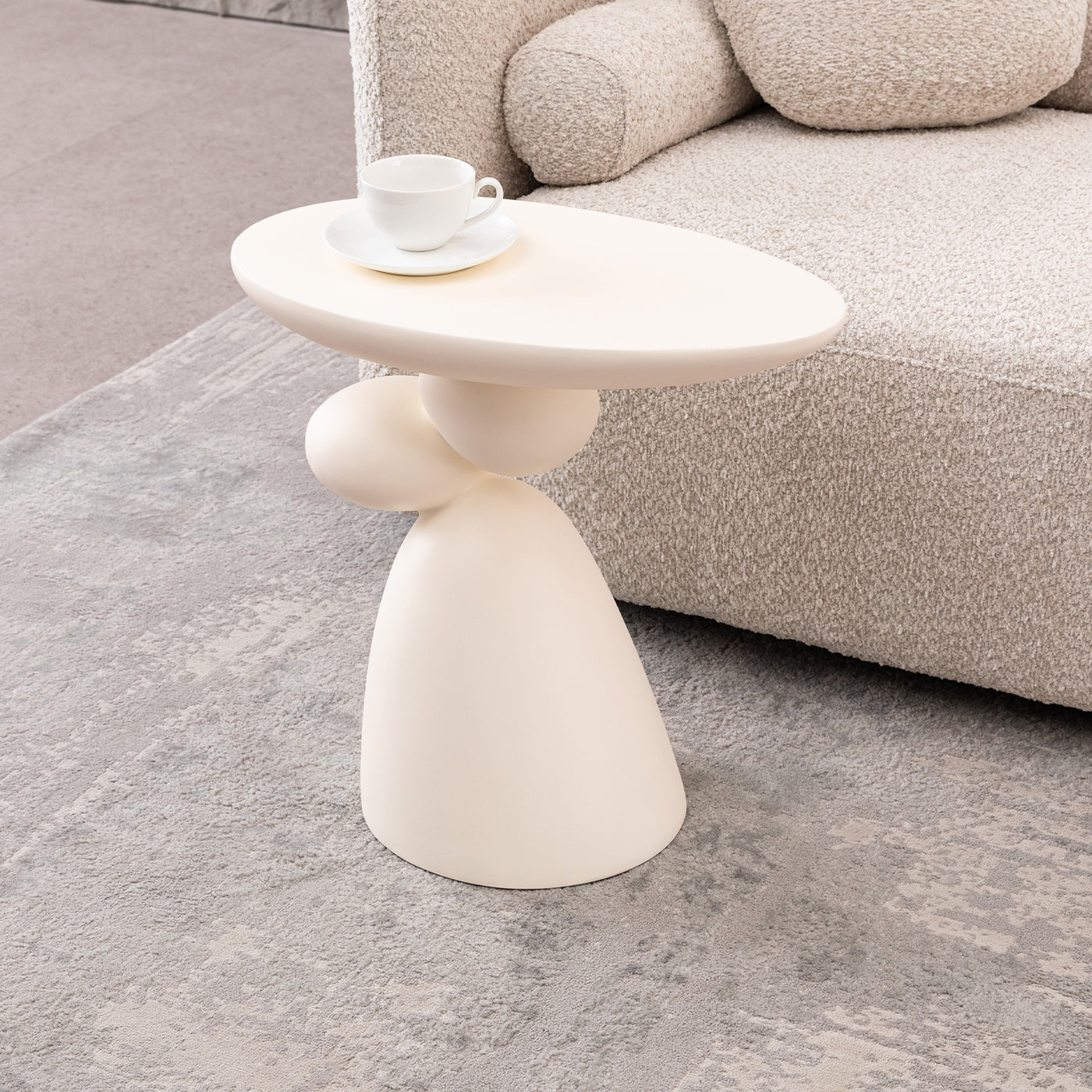 Lucky Art Deco Fiberglass End Table, Milk White