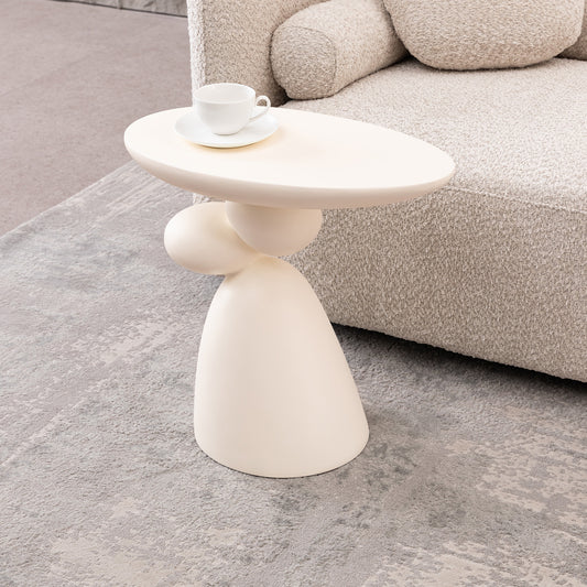 Lucky Art Deco Fiberglass End Table, Milk White