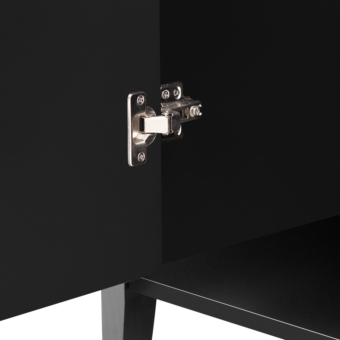 Ulric Modern 3-Door Accent Cabinet with Gold Handle, Black