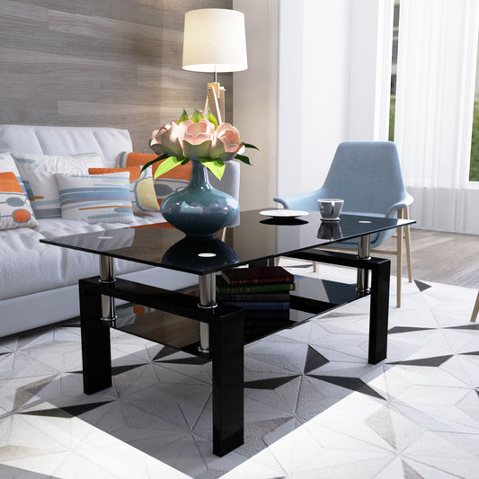 Mamba Modern Black Glass Coffee Table