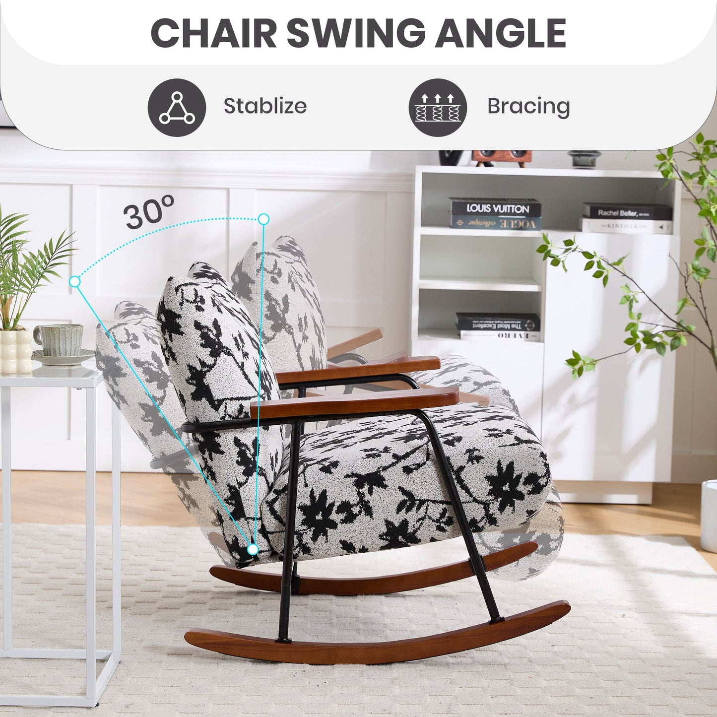 Davina Modern Accent Chair Arm Chair Living Room Rocking Chair Metal Frame
