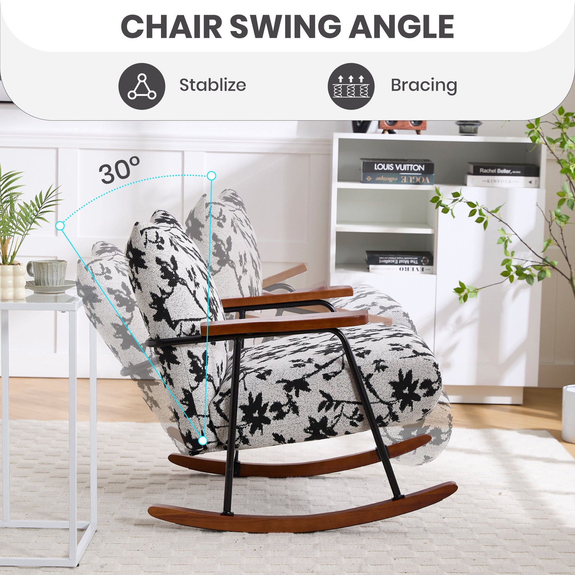 Davina Modern Accent Chair Arm Chair Living Room Rocking Chair Metal Frame