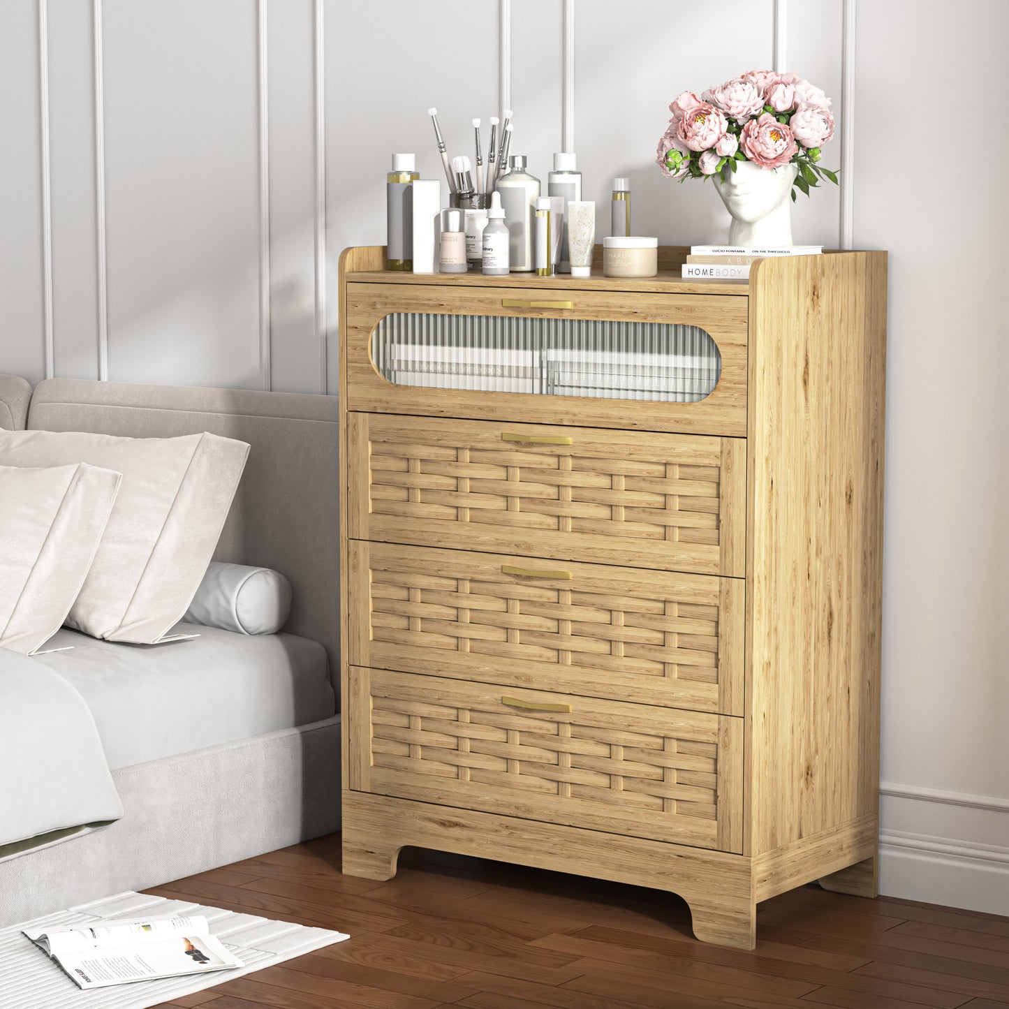 Josephine 4-Drawer Chest in Natural Finish