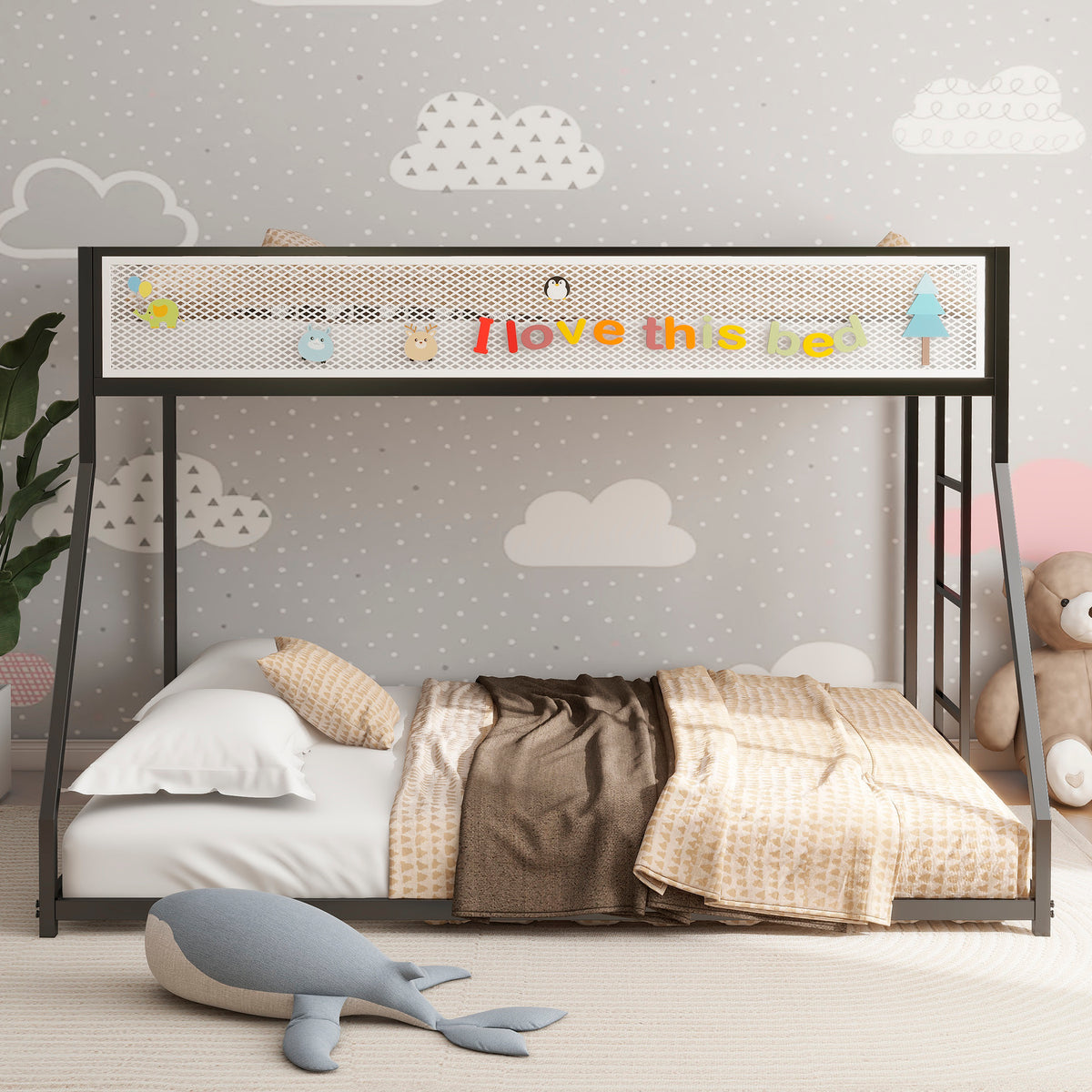 Arthur Twin over Full Metal Bunk Bed, Black