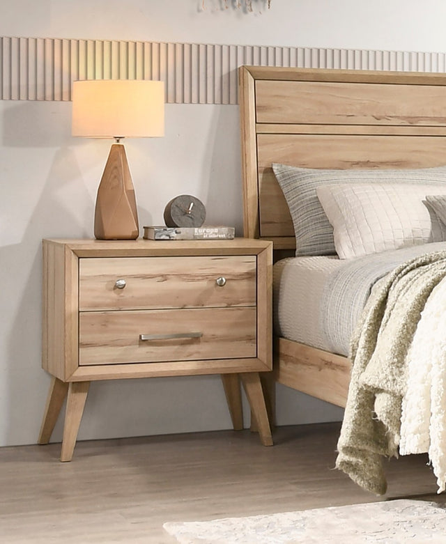 Marrin Natural Oak Finish Mid-Century Modern Nightstand