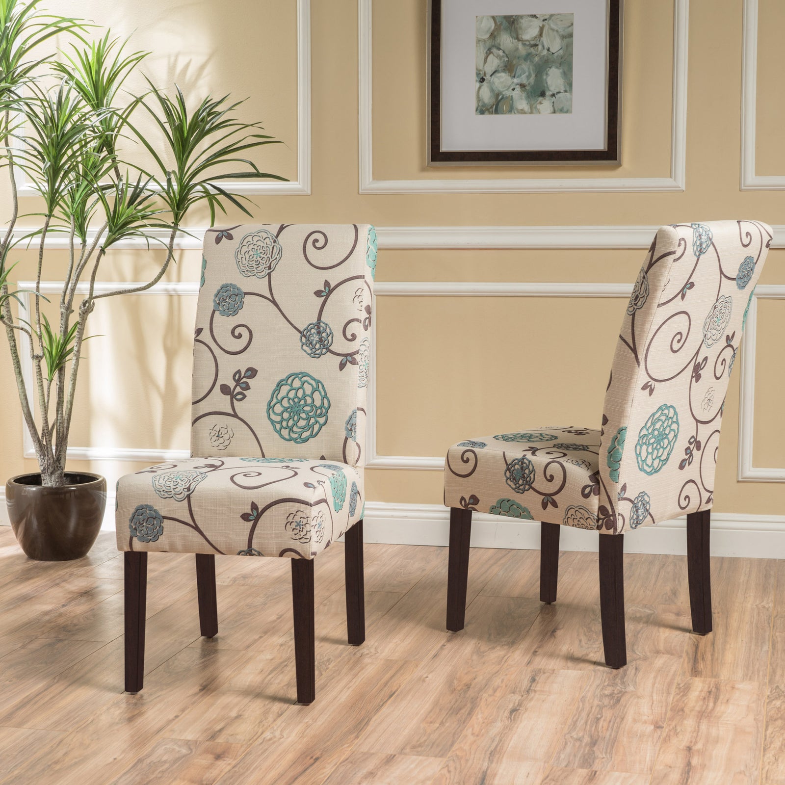 Faron Modern Upholstered Side Chairs (Set of 2) White