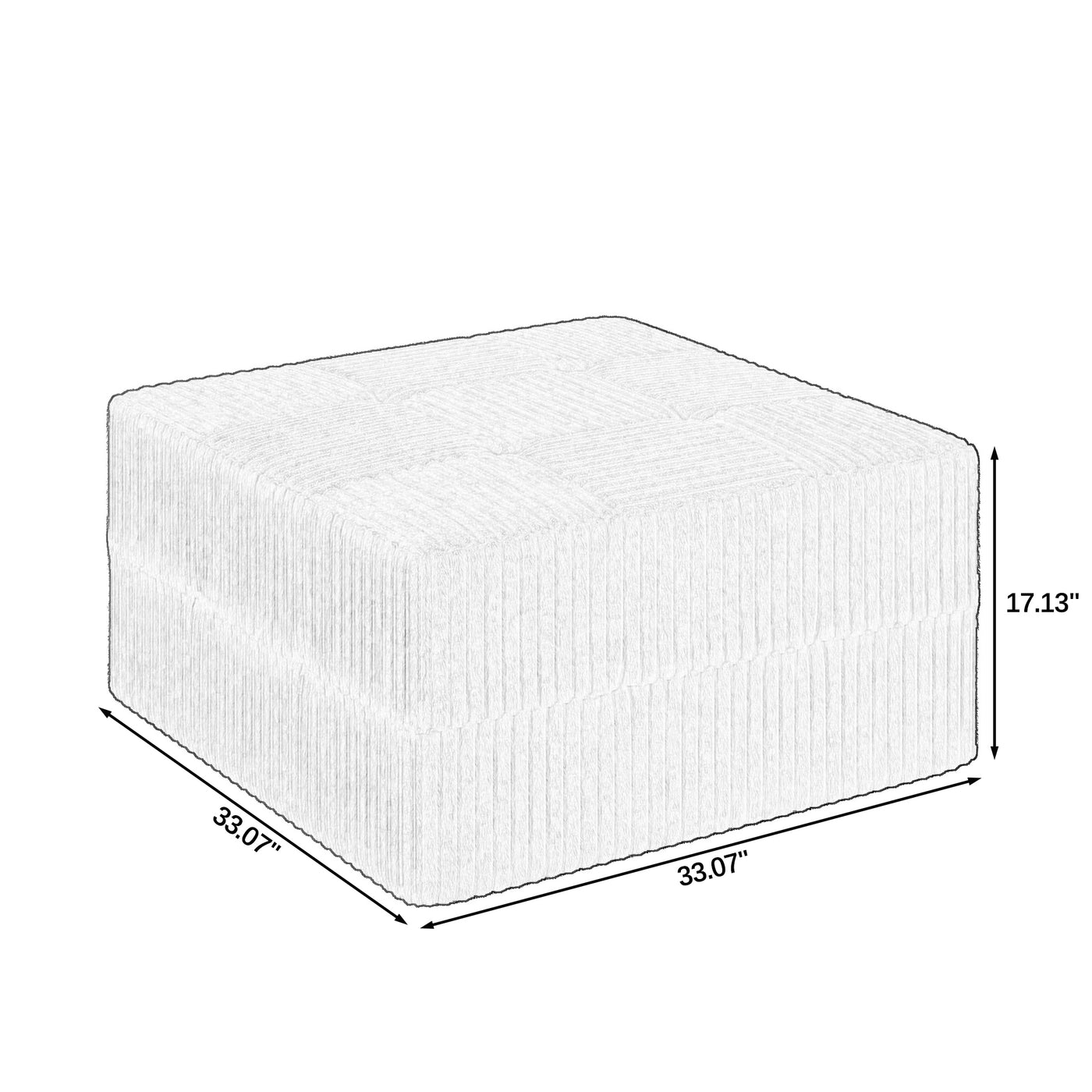 Peregrine Mid-Century Modern Square Corduroy Ottoman, Gray