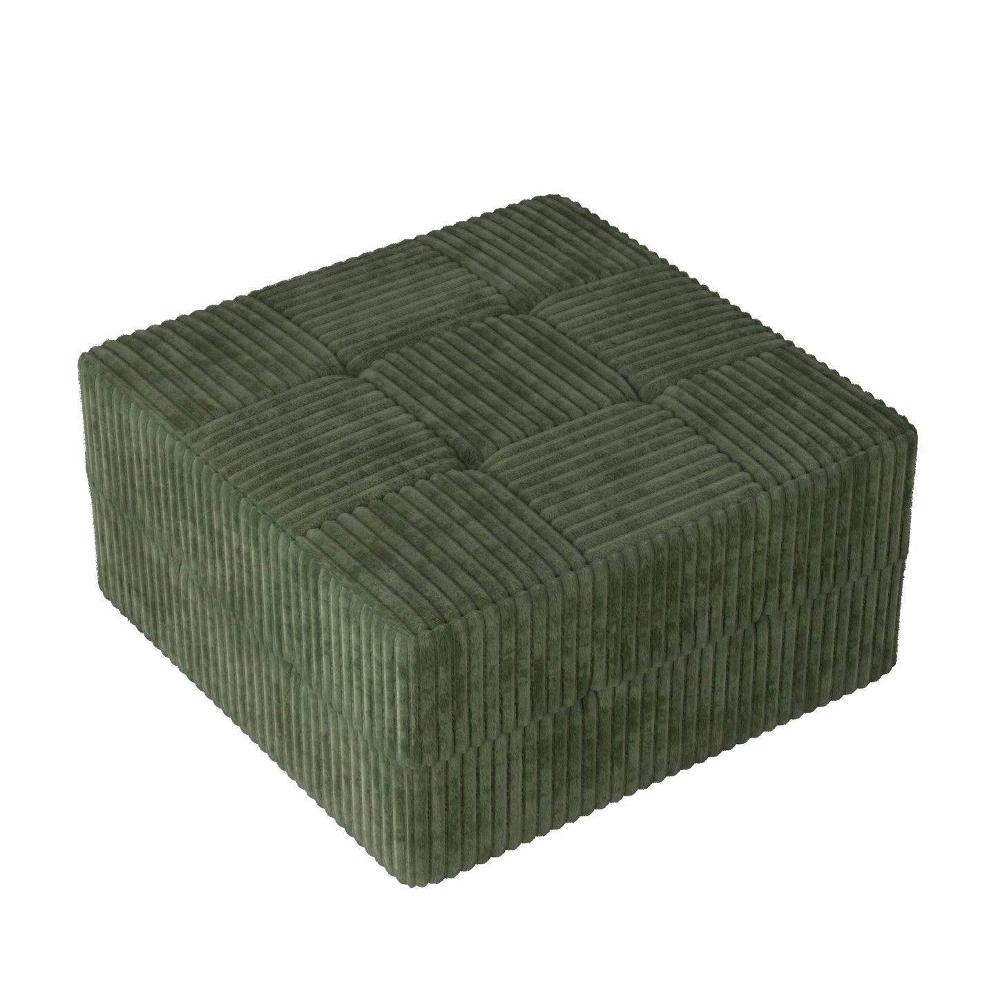 Peregrine Mid-Century Modern Square Corduroy Ottoman, Green