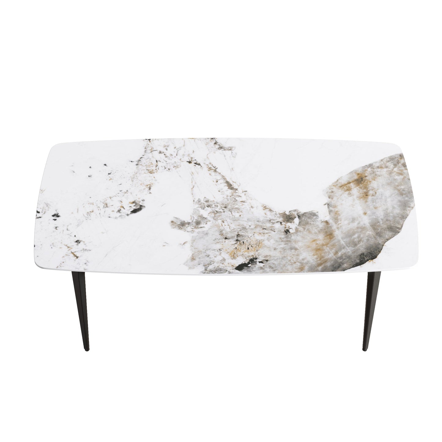 Misty 70.87"Modern Pandora White Sintered Stone Dining Table with Black Legs