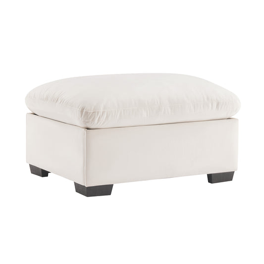 Tallis Velvet Cloud Storage Ottoman, White