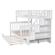 Fremont Twin over Full Stairway Bunk Bed with Twin Trundle, White