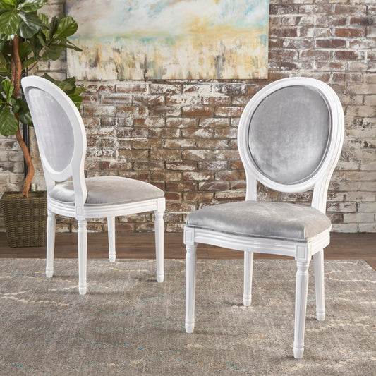 Etta Traditional Oval Back Side Chairs (Set of 2) White & Gray