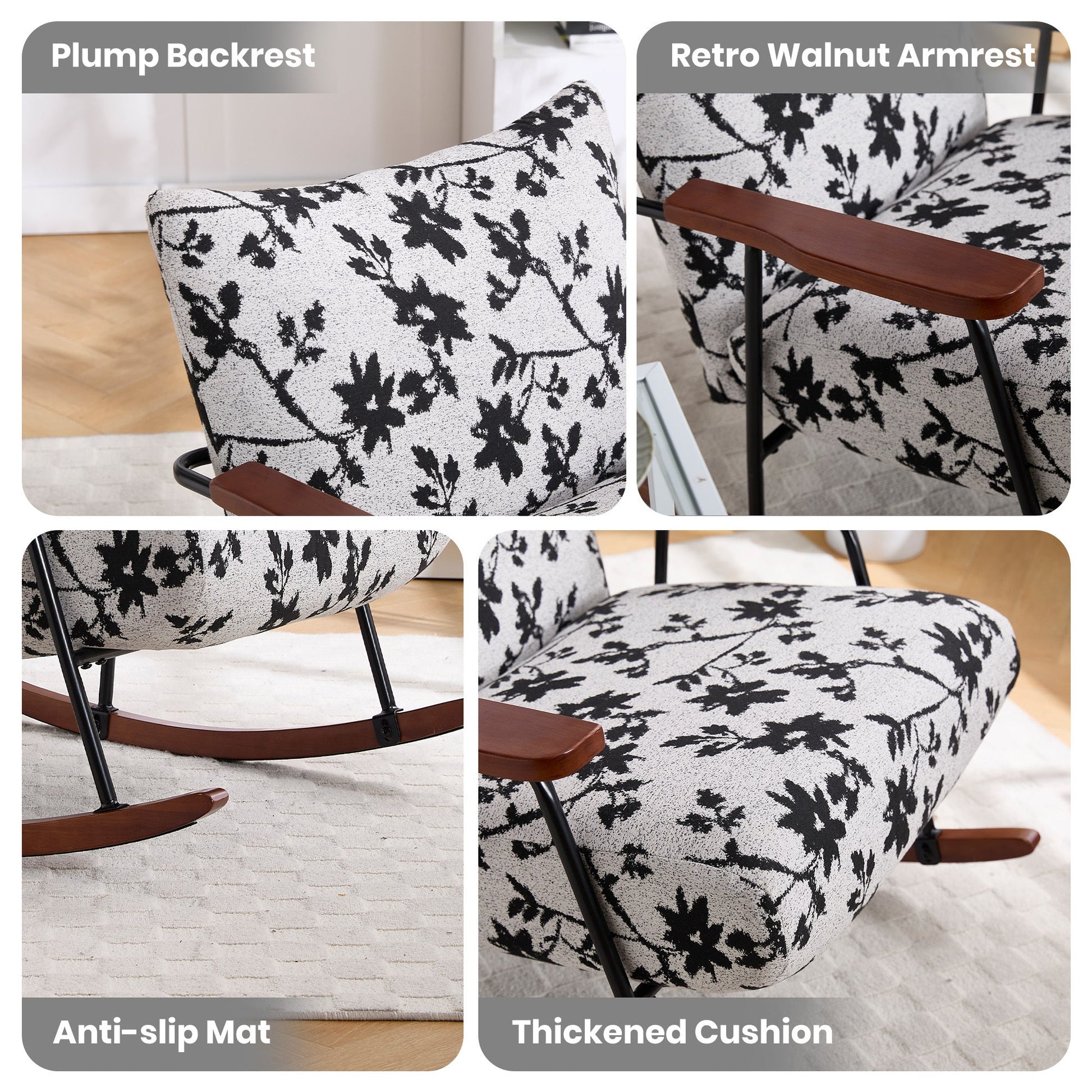 Davina Modern Accent Chair Arm Chair Living Room Rocking Chair Metal Frame