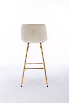 Ednita 30" Velvet Bar Stool with Gold Legs - Cream
