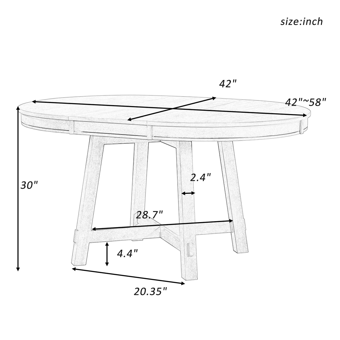 Blyssa Farmhouse Round Extendable Dining Table with 16" Leaf Wood Kitchen Table Oak Natural Wood + Antique White