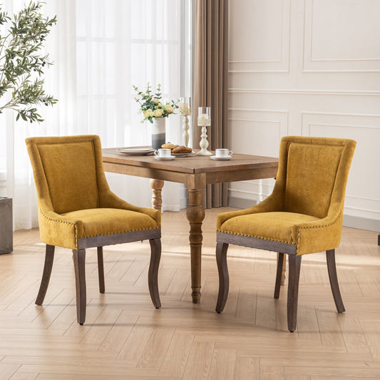 Parker Upholstered Side Chairs with Solid Wood Legs (Set of 2) - Yellow