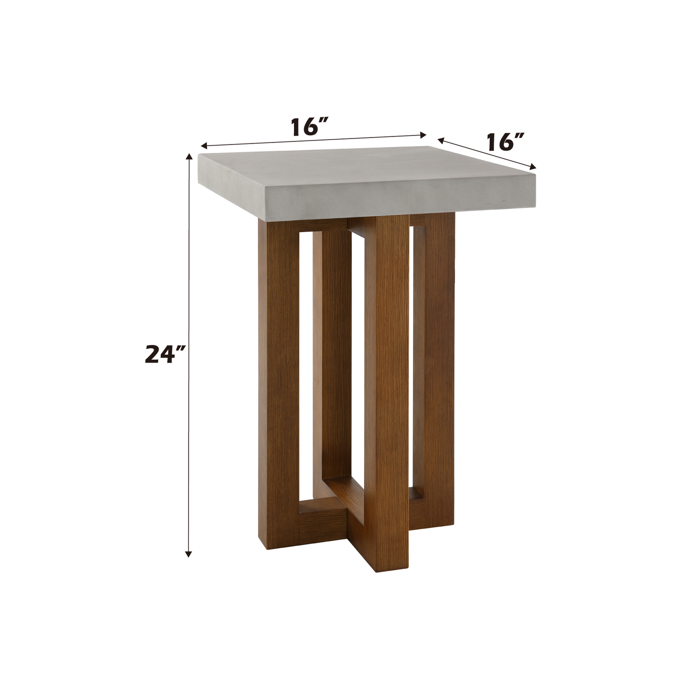 Keven Faux Concrete Top & Walnut Finish End Table