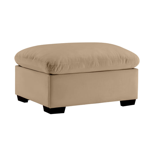 Tallis Velvet Cloud Storage Ottoman, Tan
