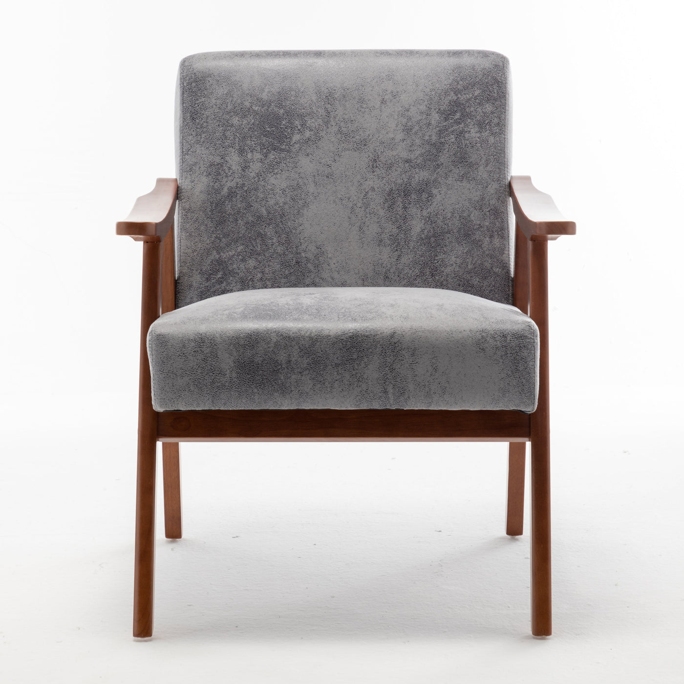 Lyraea Mid-Century Modern Grey Fabric Wingback Accent Chair