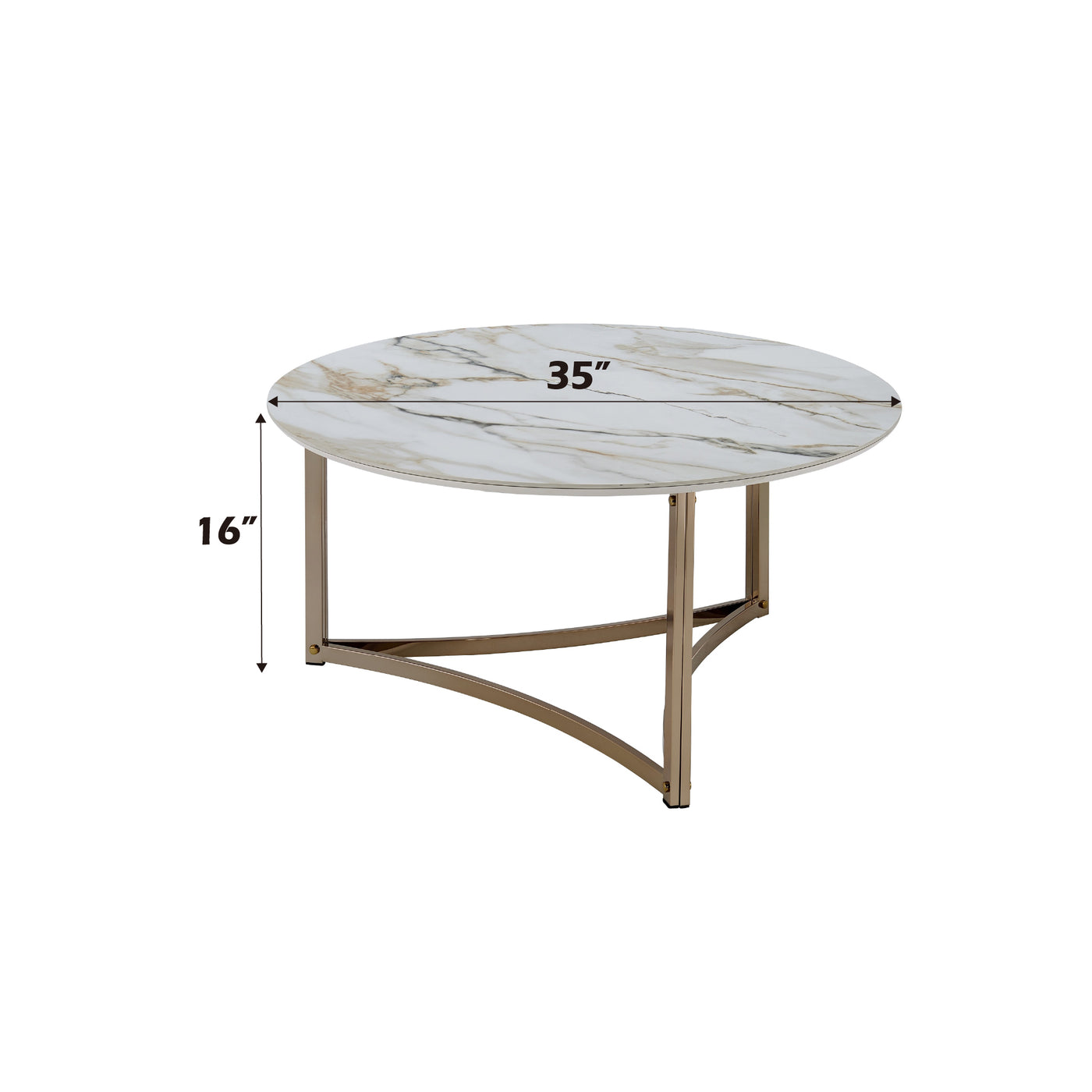 Aziz Sintered Stone Top & Champagne Finish Round Coffee Table