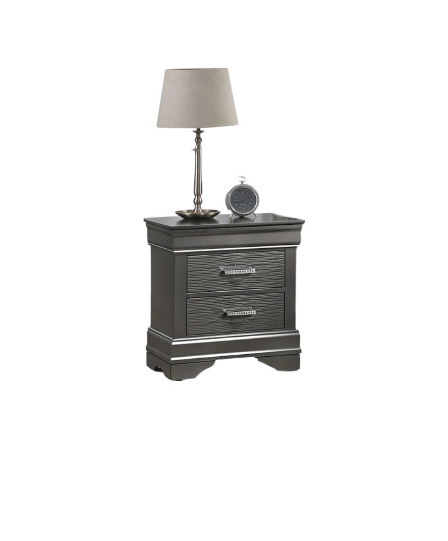 Coleman Transitional Louis Philippe Style Gray Nightstand