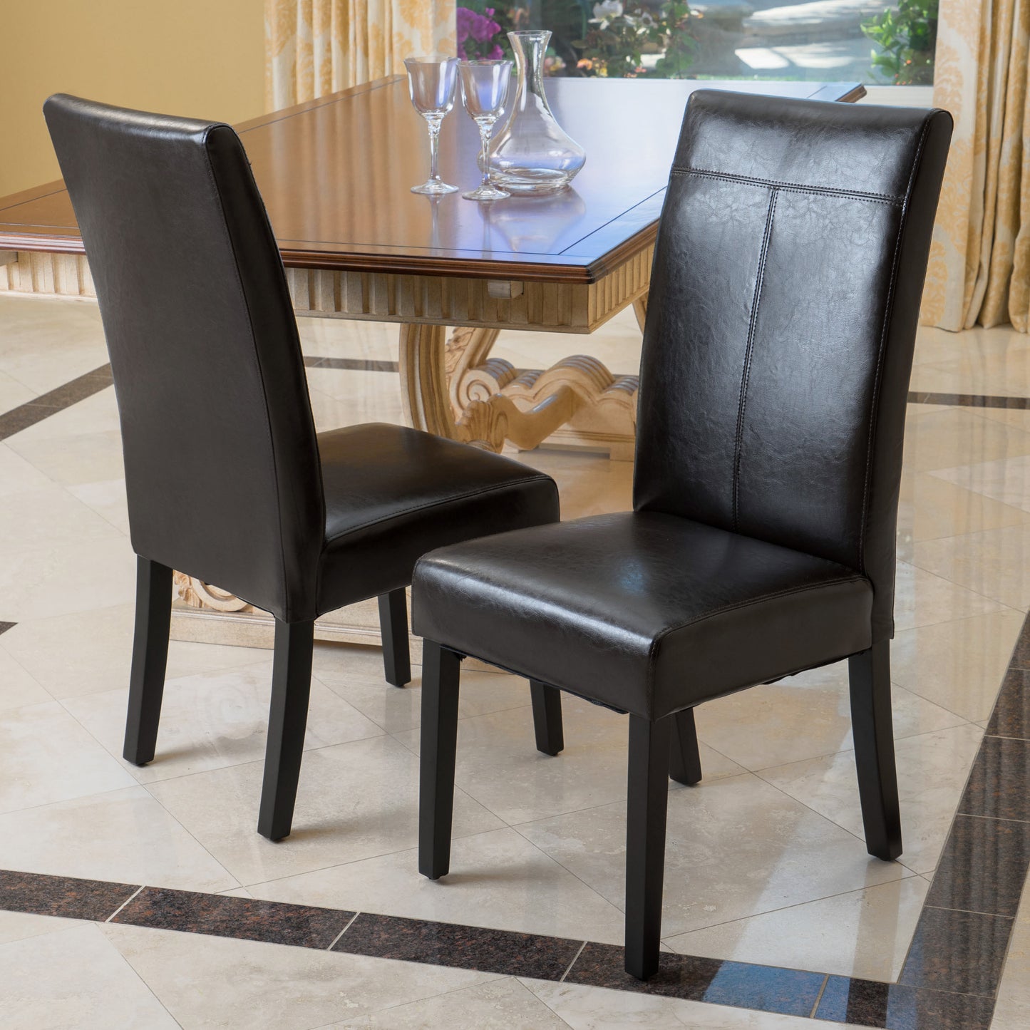 Hanford Modern PU Leather Side Chairs (Set of 2) Black