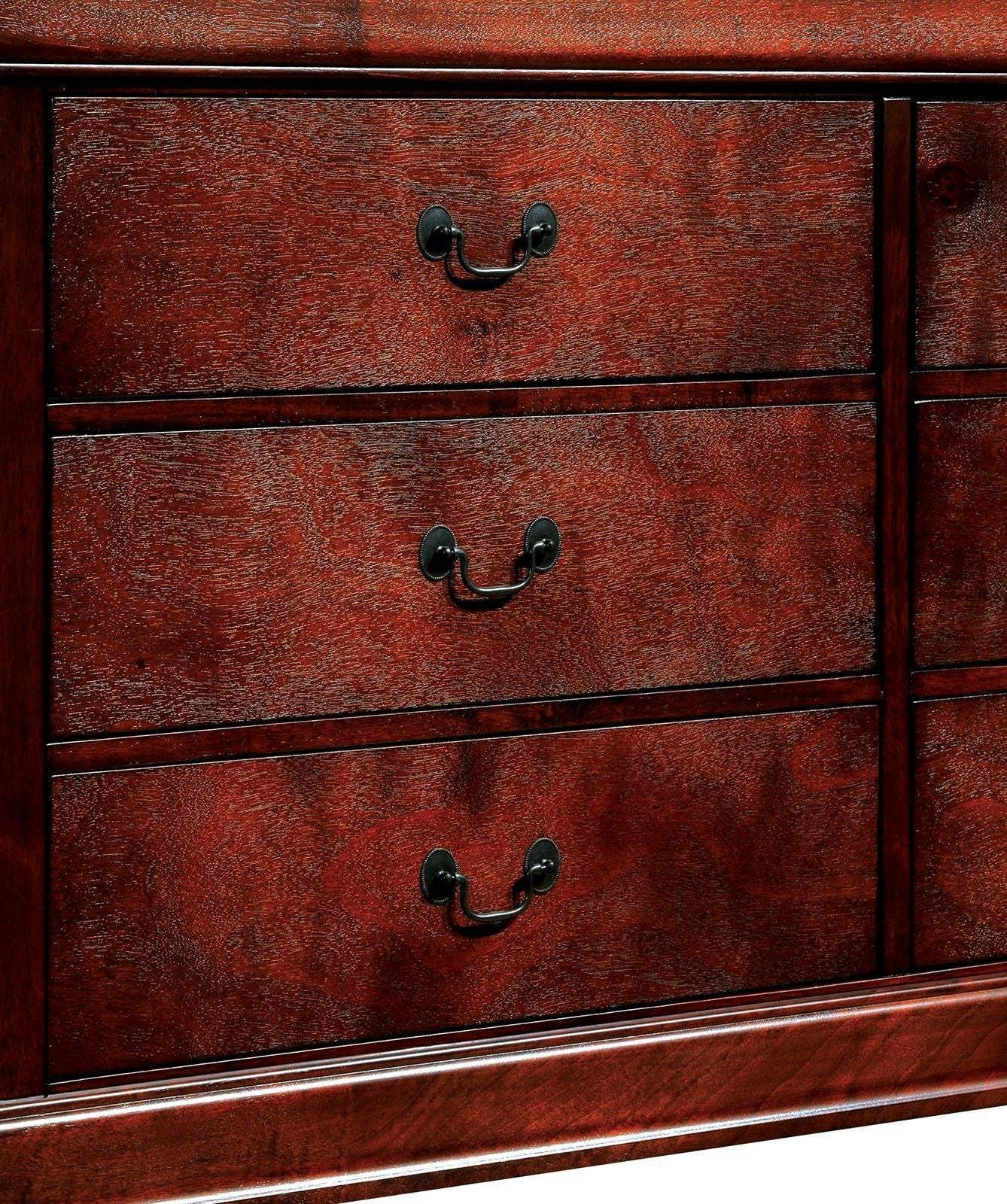 Louis Philippe Style Cherry Finish Nightstand with Antique Nickel Pulls