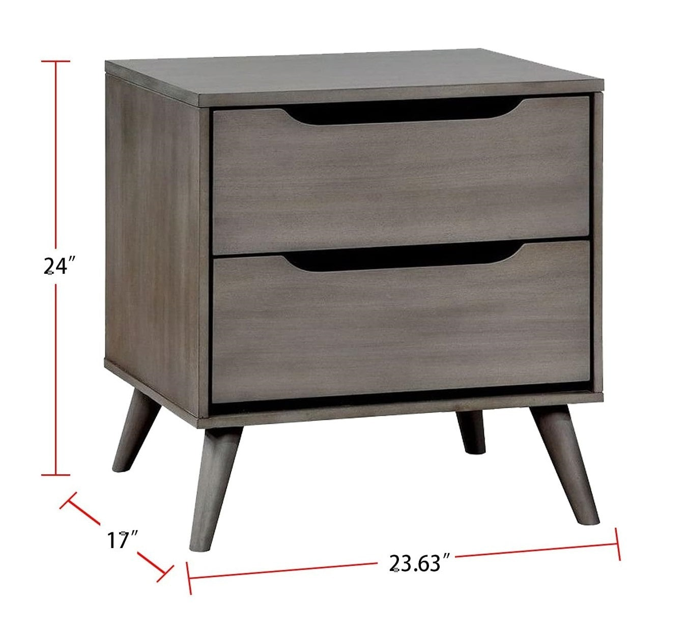 Lennart Gray Finish Mid-Century Modern Nightstand