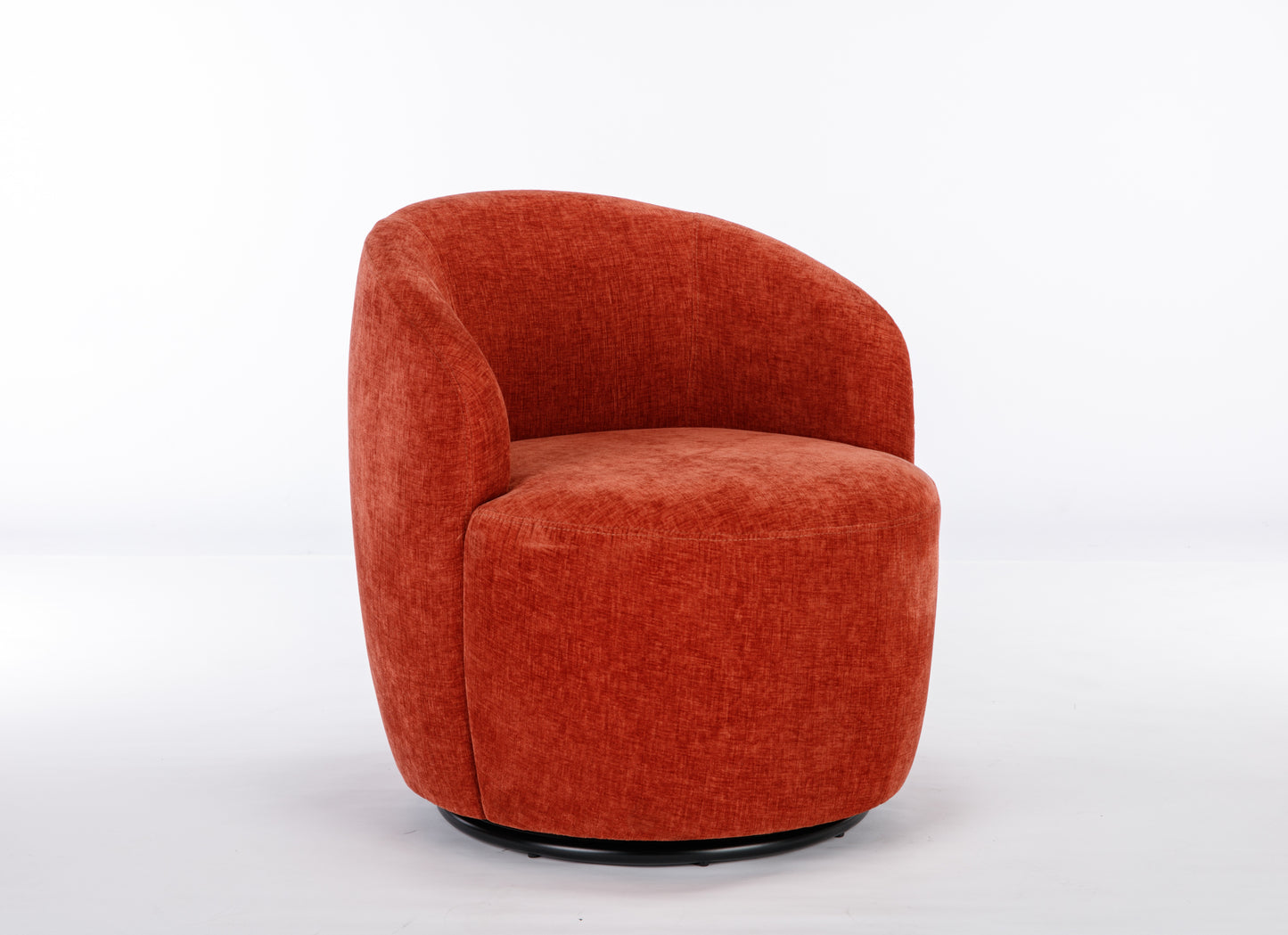 Misty Chenille Barrel Swivel Chair with Metal Ring - Orange