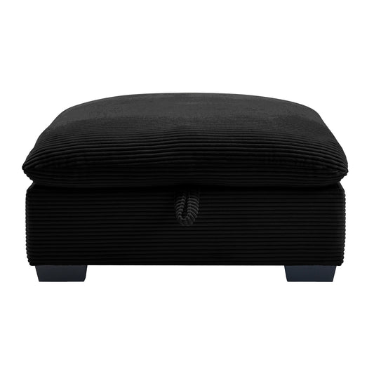Sorrel Corduroy Upholstered Storage Ottoman, Black
