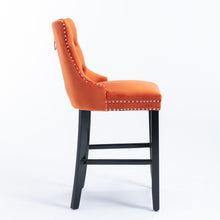 Nella 26" Velvet Counter Height Bar Stools with Black Legs (Set of 2) Orange