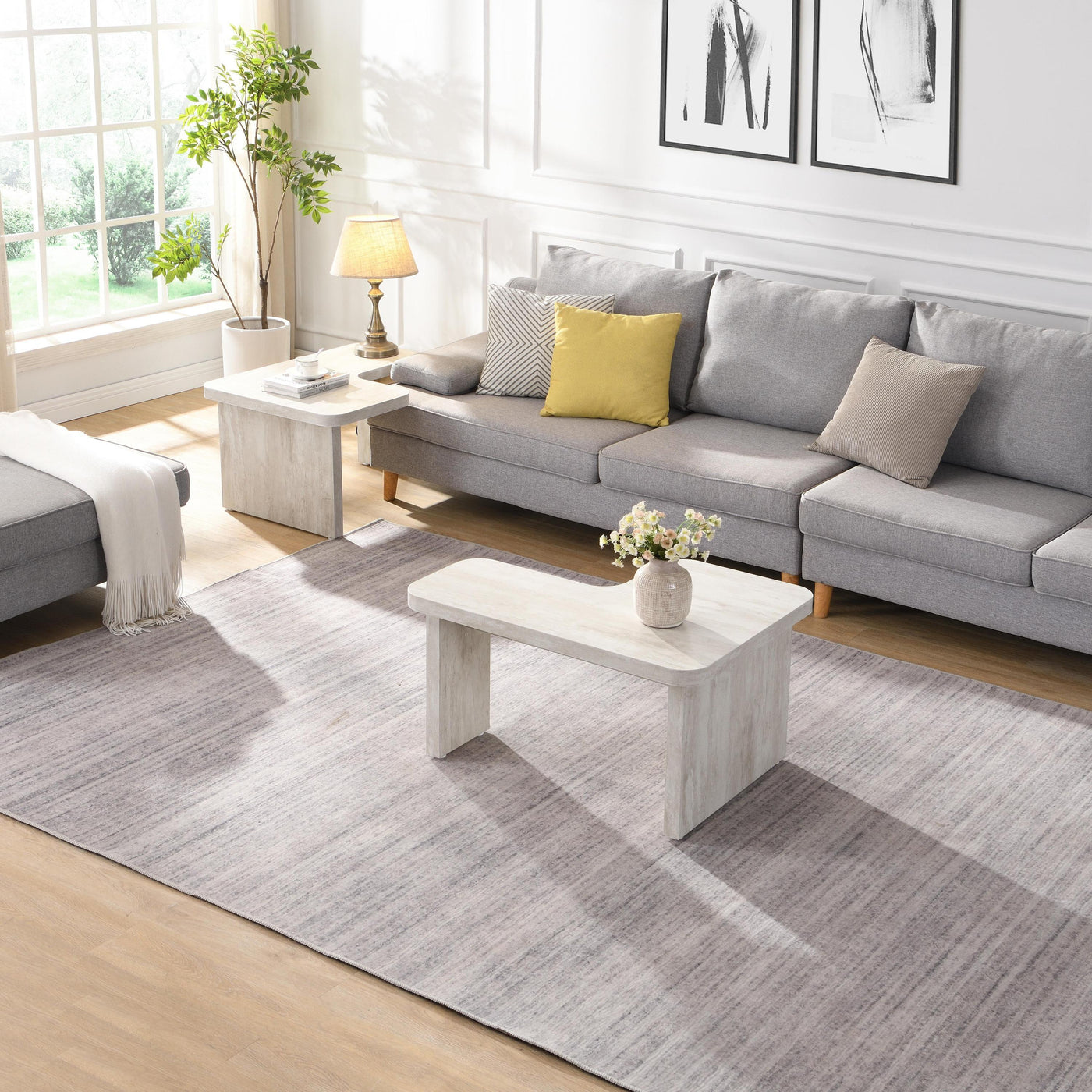 Ridge Modern Rectangular Detachable Wooden Coffee Table, White
