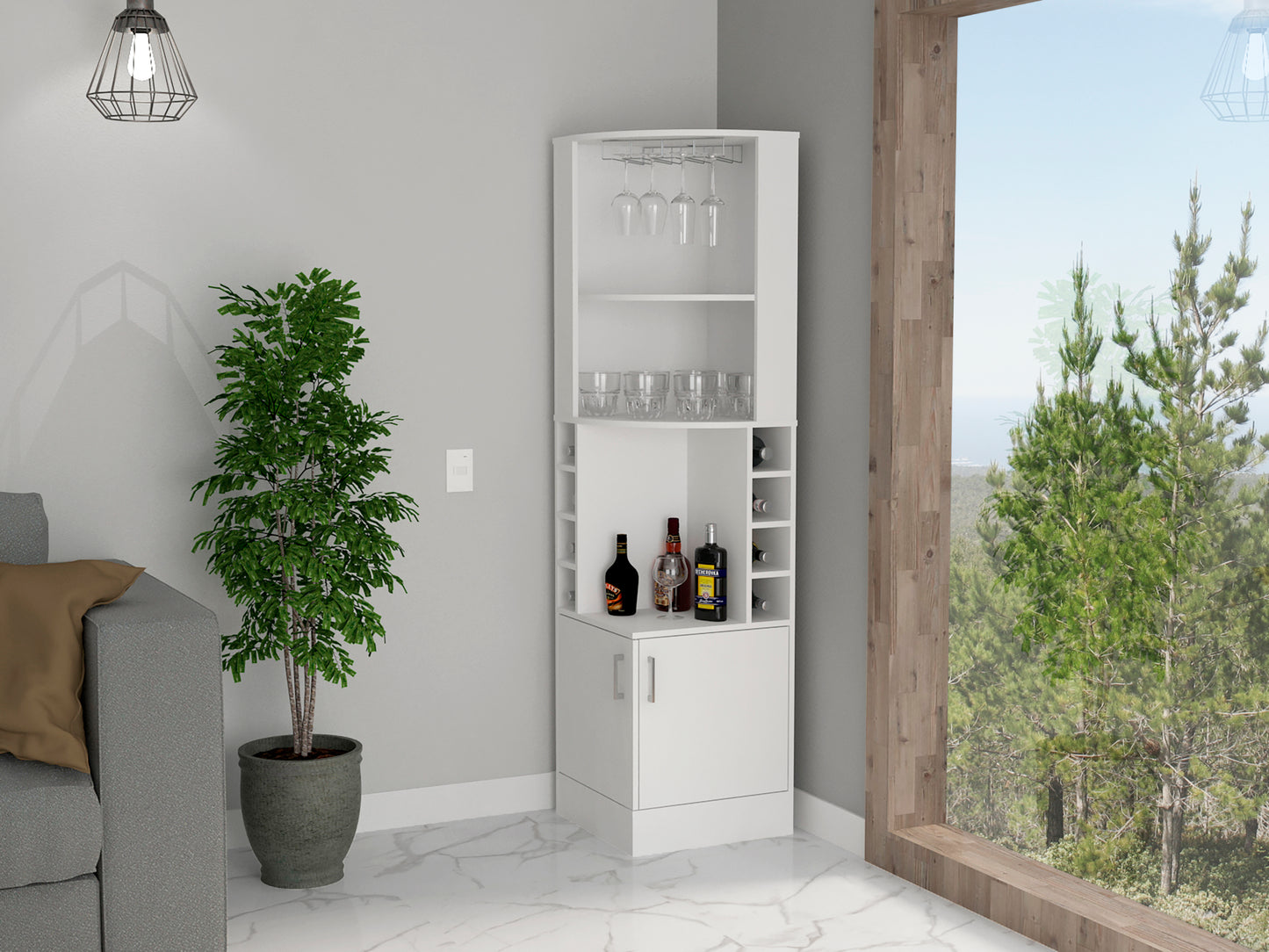 Winslow Vertical Bar Cabinet with Wine Storage – White