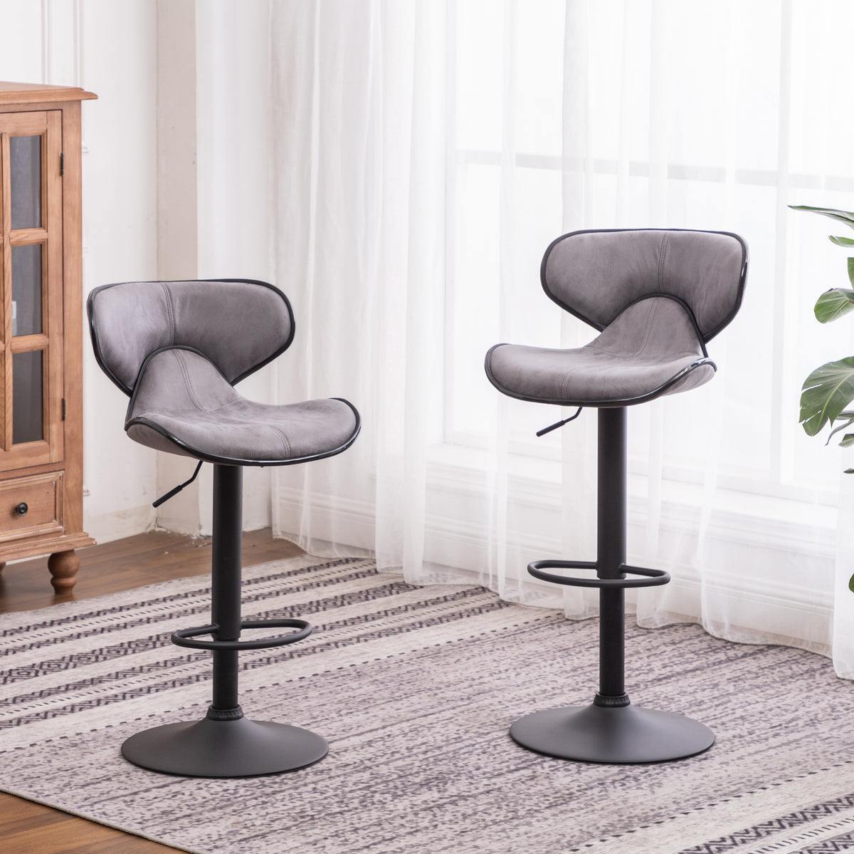 Masaccio Weathered Airlift Adjustable Bar Stools (Set of 2) Gray