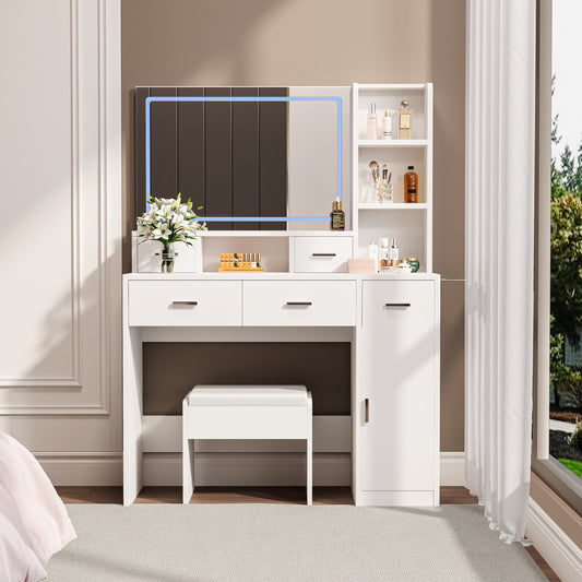 Anna Modern Bedroom Vanity, White
