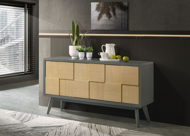 Blayde Light Gray & Natural Finish Server