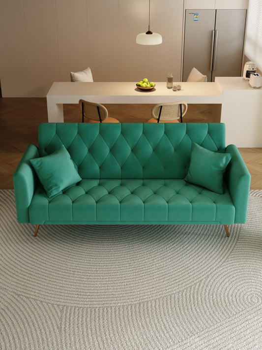 Abigail 71" Velvet Convertible Sofa Bed - Green