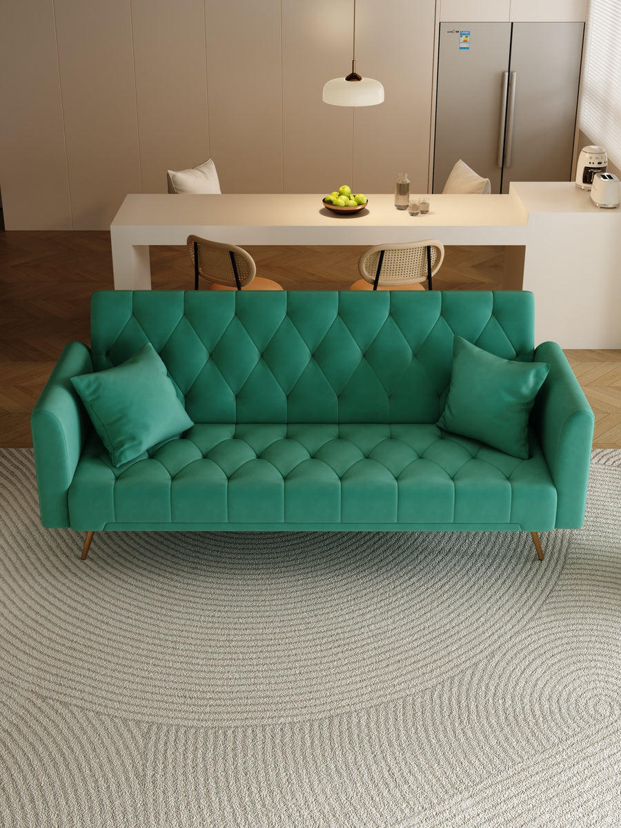 Abigail 71" Velvet Convertible Sofa Bed - Green