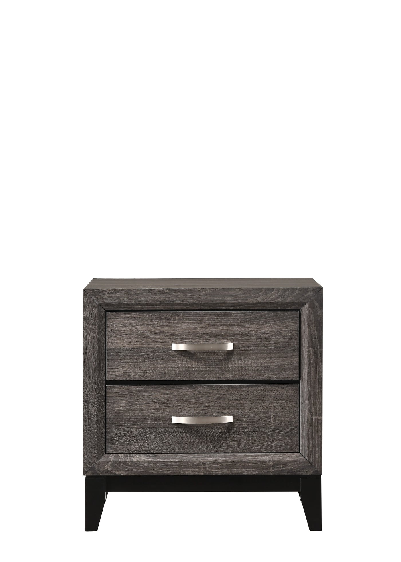Collins Contemporary 2-Drawer Nightstand with Silver Handles, Gray