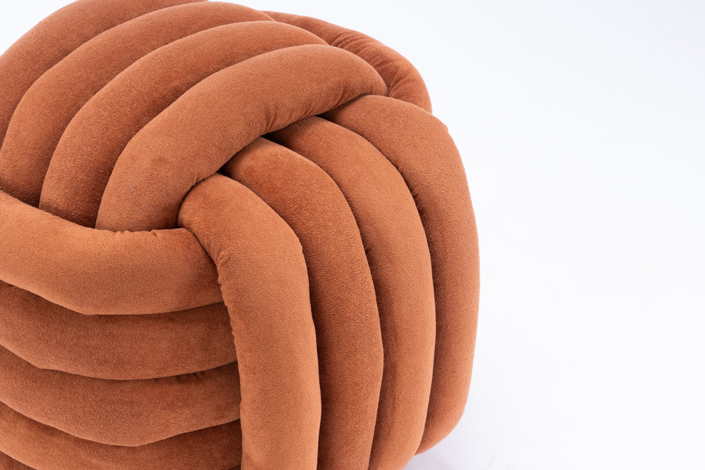 Darien Modern Chenille Knot Design Ottoman, Orange