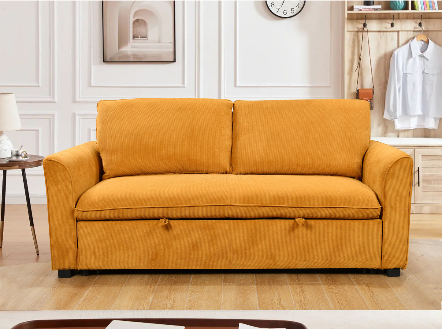 Zenn Modern 78" 3-in-1 Convertible Sleeper Sofa, Yellow