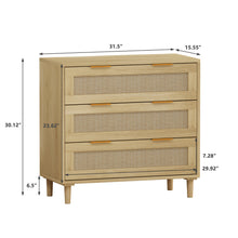 Clyde Mid-Century Modern 3-Drawer Cabinets in Natural with Rattan Drawers (Set of 2)