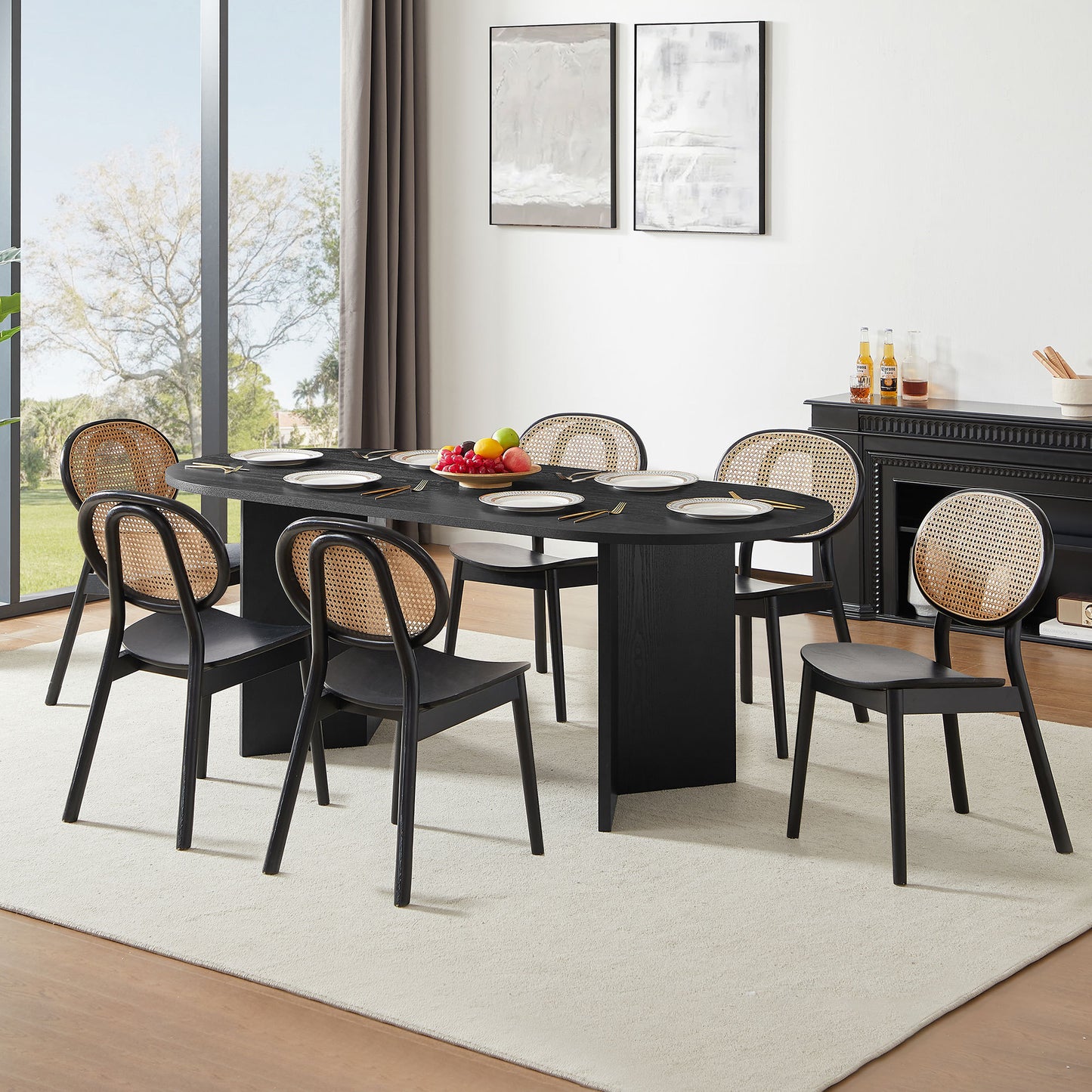 Hazel 78" Modern Dining Table, Black