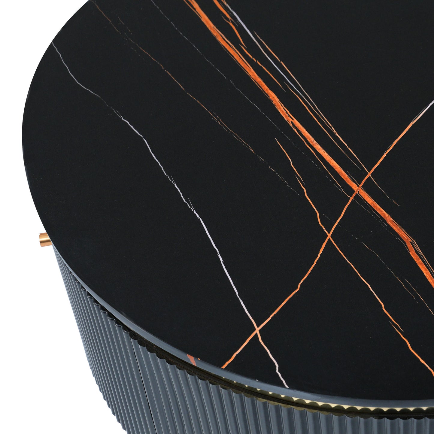 Mireille Modern Round Coffee Table with Storage - Black & Gold