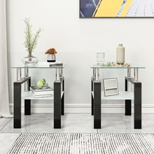 Melo Modern Glass Top Side Tables (Set of 2)