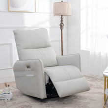 Garnet 270° PU Leather Power Swivel Rocker Recliner Chair, Gray