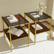 Langston Modern Side Tables with Glass Top (Set of 2)